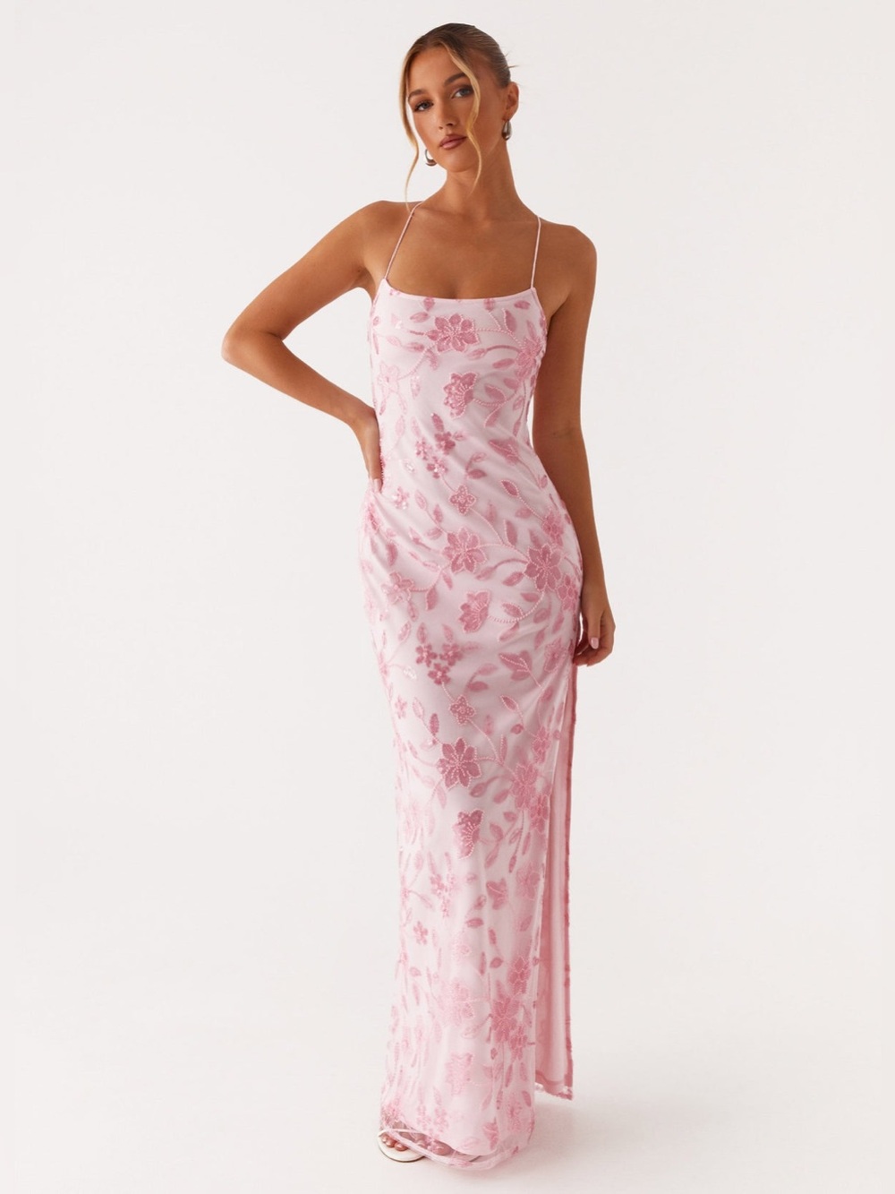 Peppermayo Bright Lights Beaded Maxi Dress in Pink - Size 4